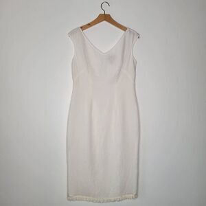 Vintage Finity Ivory 100% Silk Sleeveless Sheath Dress Size 10